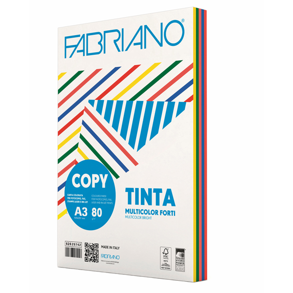 FABRIANO 250 fogli Carta fotocopie Copytinta A3 80 gr mix forti 62629742